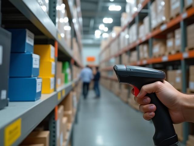 Staff using high-visibility color-coded inventory tags for logistics accuracy